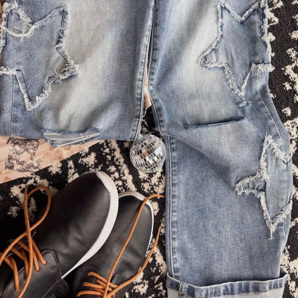 Western Oh My Stars Denim Jeans Boho Chic Casual Pants New - Picture 7 of 8